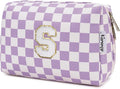 Narwey Graduation Gifts for Teen Girls Kids Tween, Initial Makeup Bag, Trendy Stuff 6-18 Years Old, Personalized Monogram Travel Cosmetic Bag, Birthday Teacher Bridesmaid Mom Gifts for Women (S)