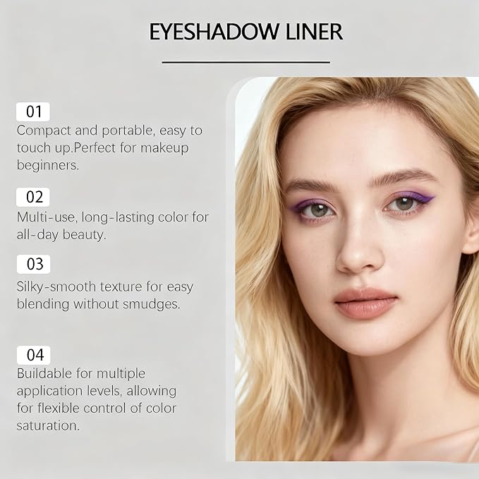 VFFWBB Shadow Liner 2-in-1 Eyeliner Eyeshadow, Waterproof Smudge Proof Plum Shimmer for Natural and Smoky Eyes, Easy to Apply