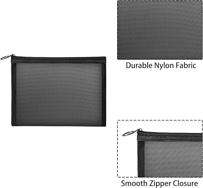 Unoutur 20 Pieces Mesh pouch, Mesh Makeup Bag Portable Makeup Pouch Travel Toiletry Bag for Makeup Organizer Home Office Travel Accessories, Mesh Cosmetic Bag with Zipper