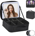 Yaliang Travel Makeup Bag with Mirror & 8 Adjustable EVA Dividers, Black