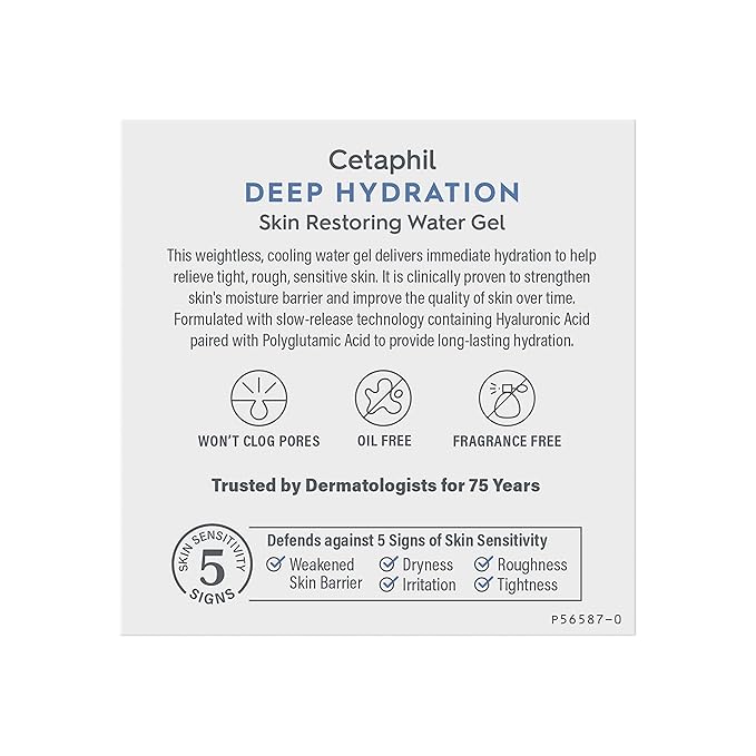 Cetaphil Deep Hydration Water Gel Face Moisturizer, Dry Skin, 1.7 oz