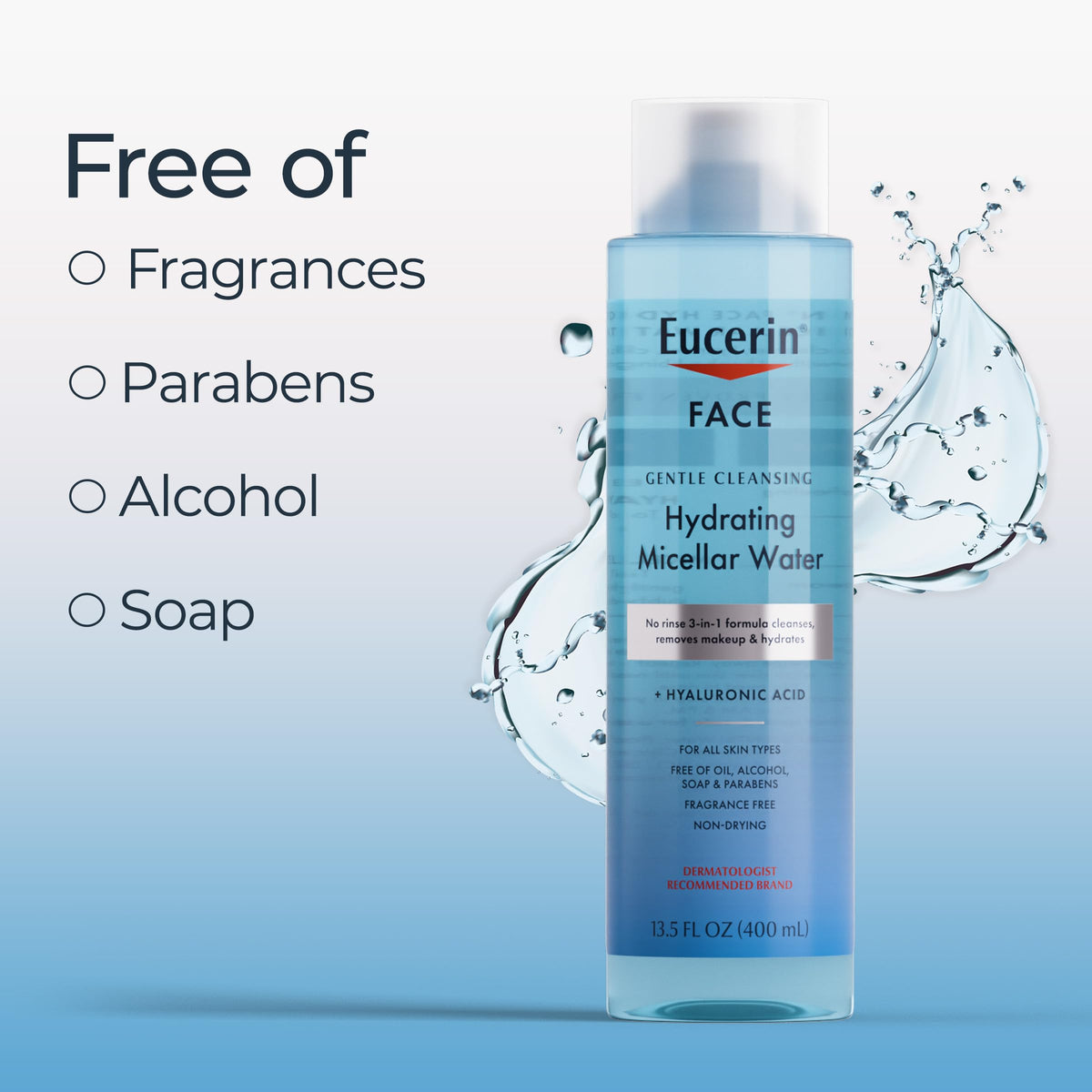 Eucerin Face Gentle Cleansing Hydrating Micellar Water, 13.5 FL OZ