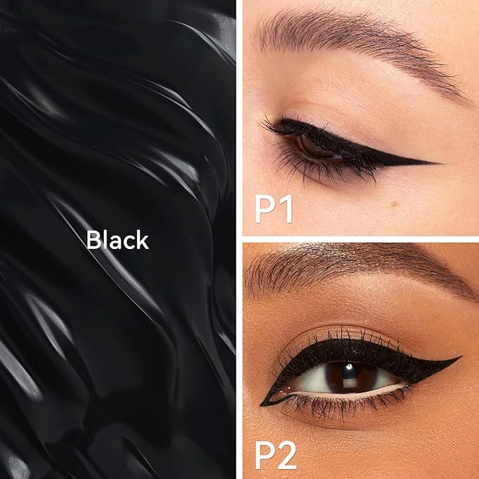 KGAJSGH Magnetic Eyeliner Stamp - 2 Styles Winged Cat Eye Stencil, Waterproof Liquid Eye Liner Pen for Beginners, Dual Winged Tips for Left & Right Eyes