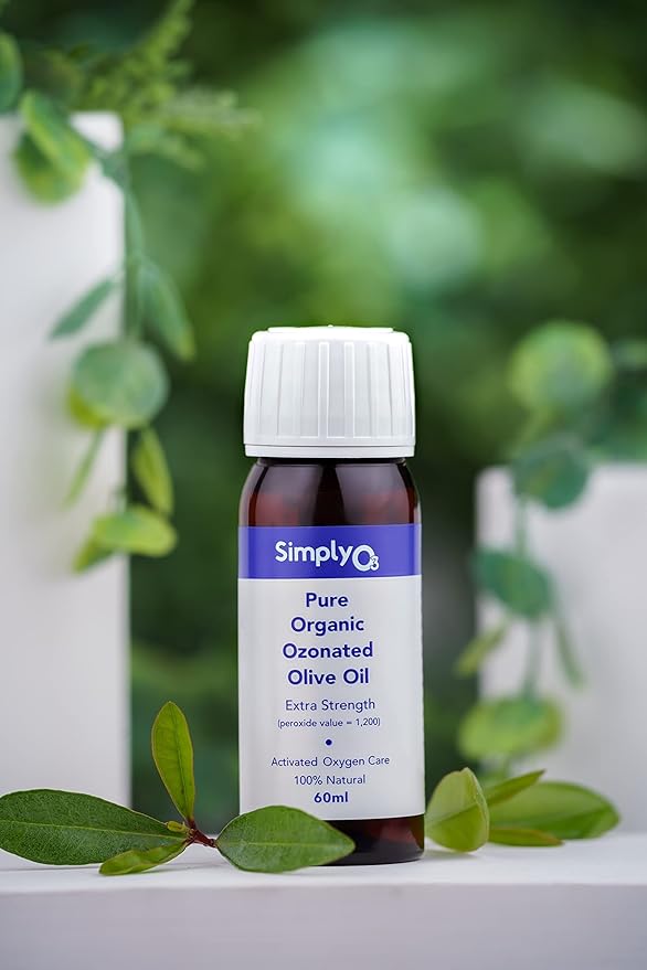 Simply O3 Pure Organic Ozonated Olive Oil Extra Strength 1200 Peroxide For Face and Skin Helps In Acne, Anti-Aging, Wrinkles and Rosacea For Sensitive Skin Made in Spain