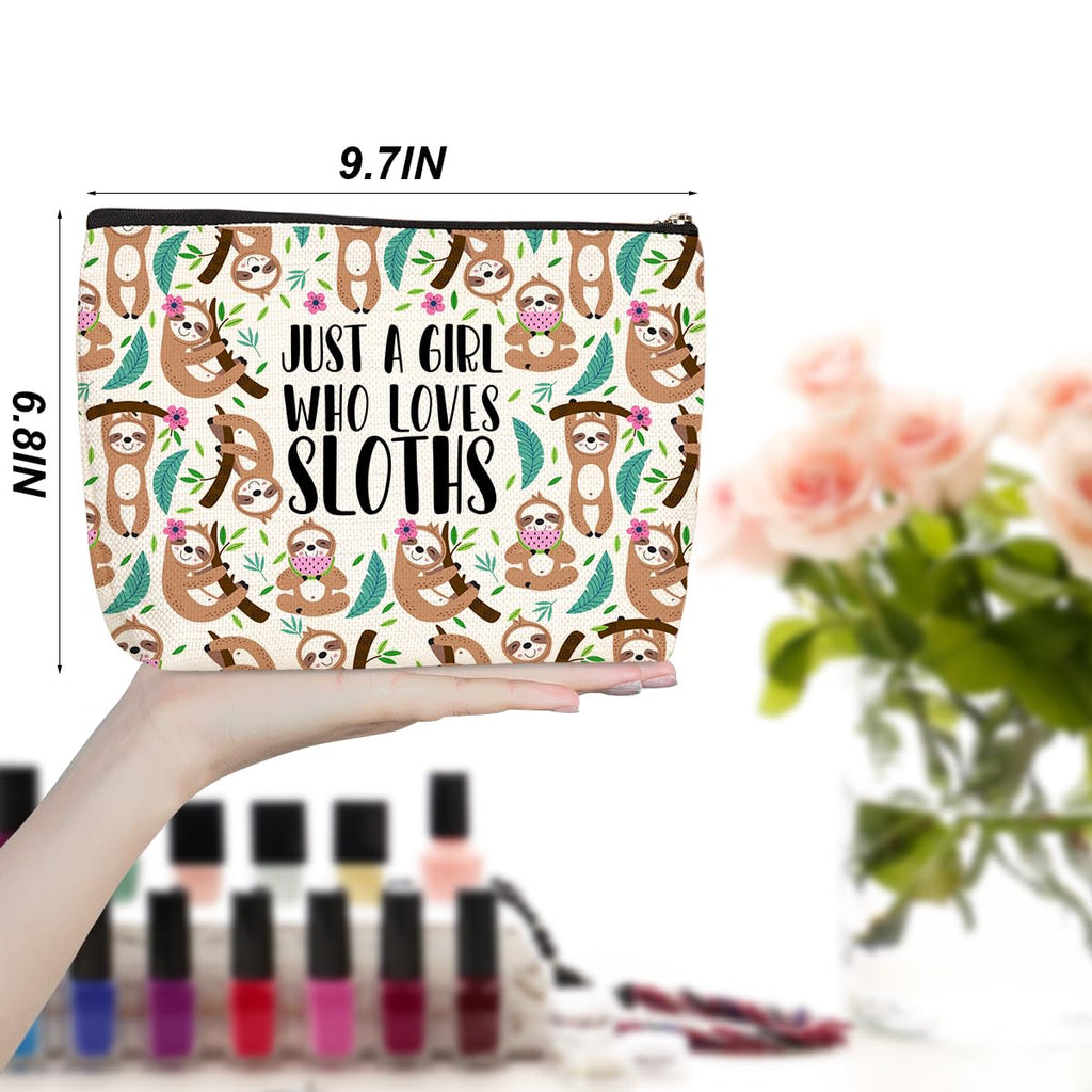 Cute Sloth Print Makeup Bag Sloth Gifts Cosmetic Bags Sloths Accessories Decor Stuff for Animal Sloths Lovers Women Girls Sister Best Friend Mom Breeder Funny Skincare Bag for Christmas Birthday