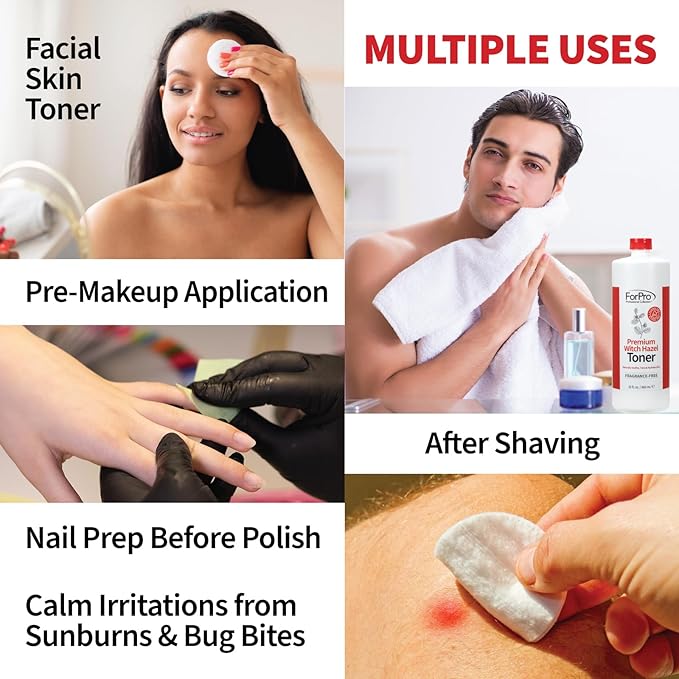 ForPro Witch Hazel Facial Toner, 32 Fl Oz – Cucumber Scent, Alcohol-Free with Aloe Vera & Glycerin, Pore Minimizing Hydrating Astringent for Sensitive Skin, Vegan & Cruelty-Free