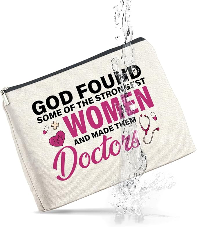 UPNEGE Doctor Gifts Makeup Bag, Thank You Gifts for Doctors, Medical Student Graduation Gift, New Doctor Gifts, God Found Some of the Strongest Women And Made Them Doctors Zipper Makeup Pouch