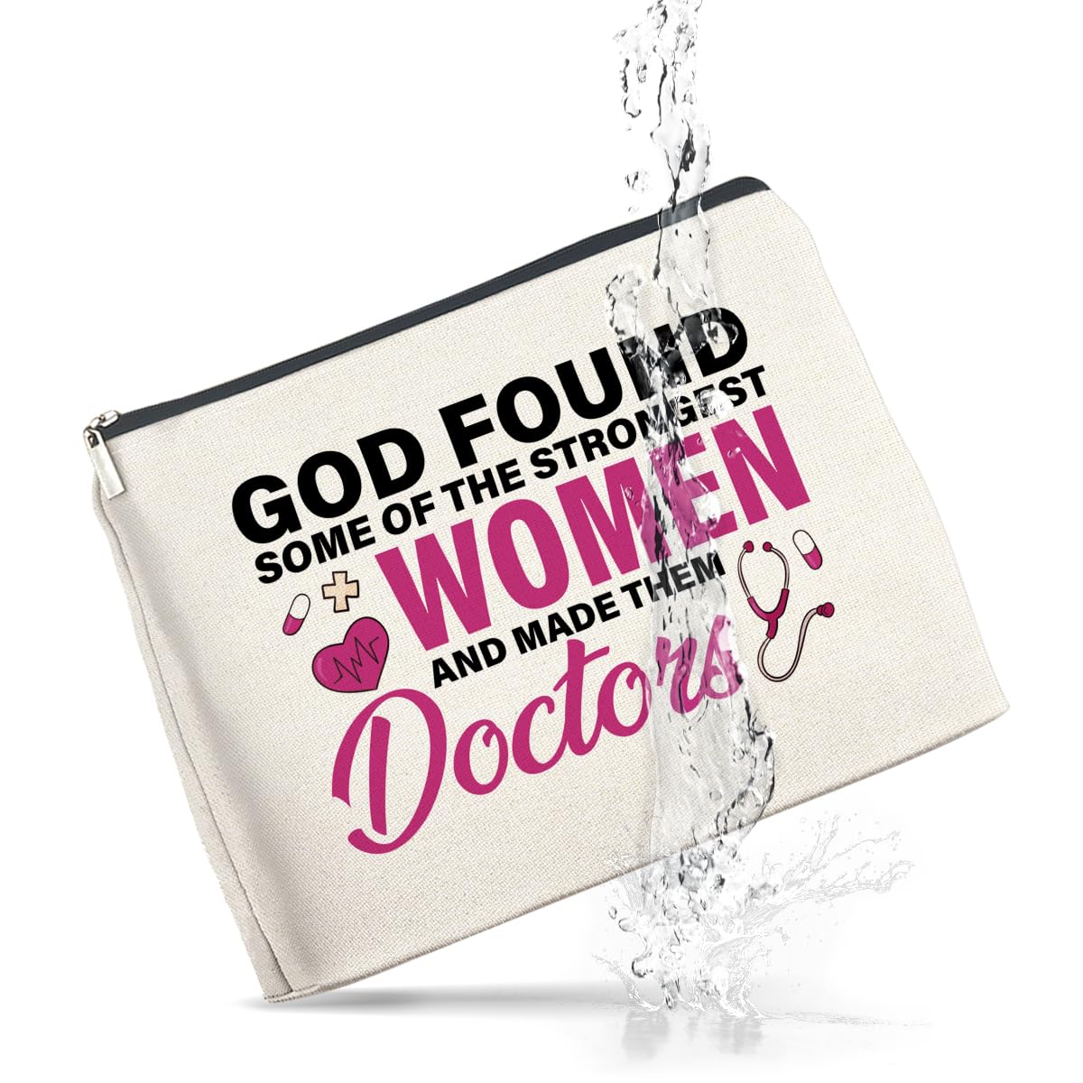 UPNEGE Doctor Gifts Makeup Bag, Thank You Gifts for Doctors, Medical Student Graduation Gift, New Doctor Gifts, God Found Some of the Strongest Women And Made Them Doctors Zipper Makeup Pouch
