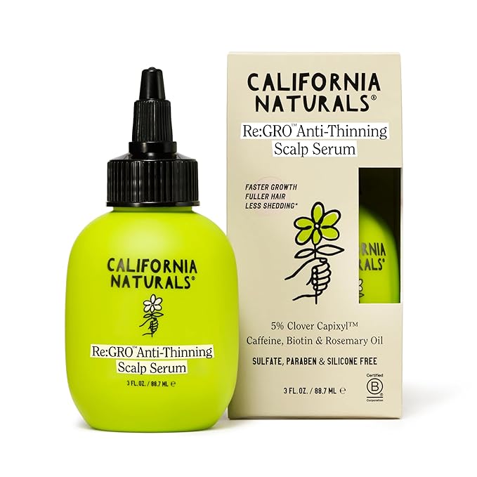 California Naturals Women's ReGRO Anti-Thinning Scalp Serum, 5% Capixyl with Biotin, Caffeine & Castor and Rosemary Oil, Non-Sticky Cooling Formula, Vegan & Cruelty Free, 3oz