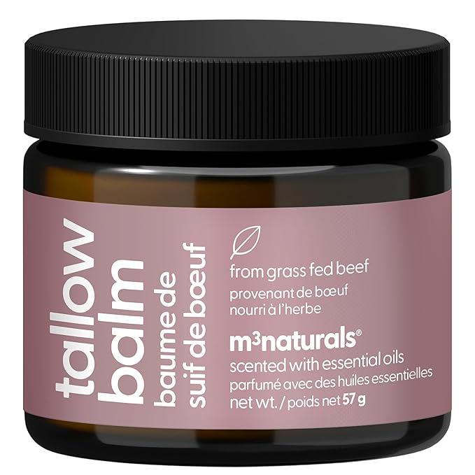 Grass Fed Beef Tallow and Honey Balm for Face - Deeply Moisturizing & Nourishing Beef Tallow Face Moisturizer with Cold-Pressed Olive Oil for Beautiful Skin Glow & Softness (Light Herbal Scent, 2oz)