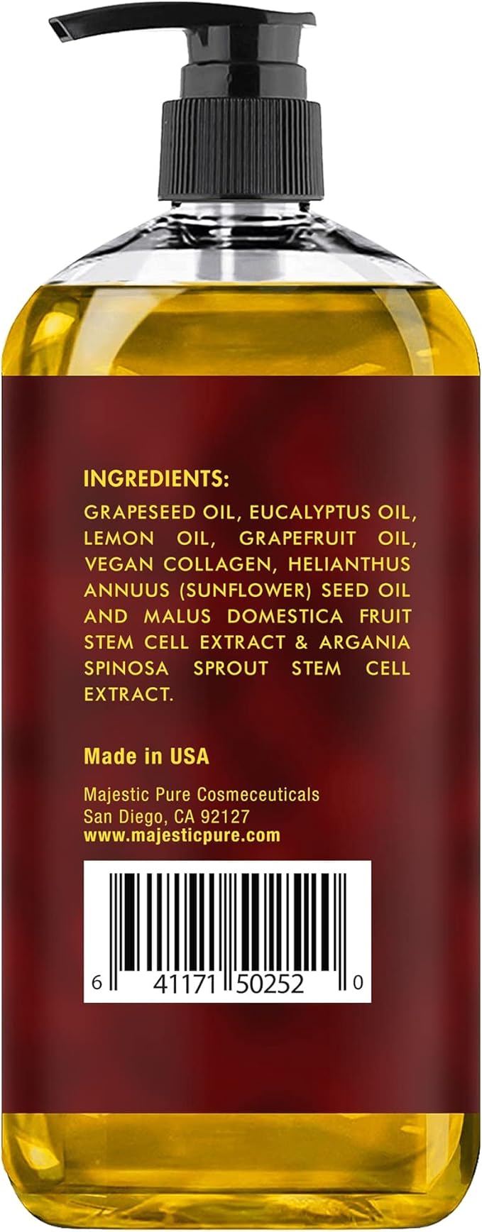 Majestic Pure Firming Body Massage Oil- Helps Smooth the Appearance of Cellulite & Improve Skin Texture- Natural Oils with Collagen- Refreshing Aromatherapy Body Oil for Legs & Full Body - 8 fl oz