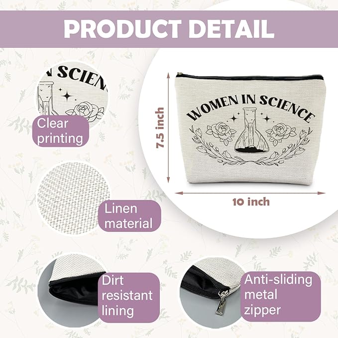 RYYCDOI Women's Science Makeup Bag - Teacher Gifts, Forensic & Environmental Science Cosmetic Pouch