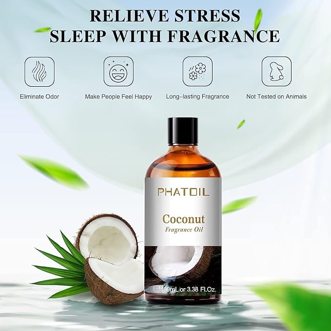 PHATOIL Coconut Fragrance Oil for Diffuser Aromatherapy 3.38FL.OZ