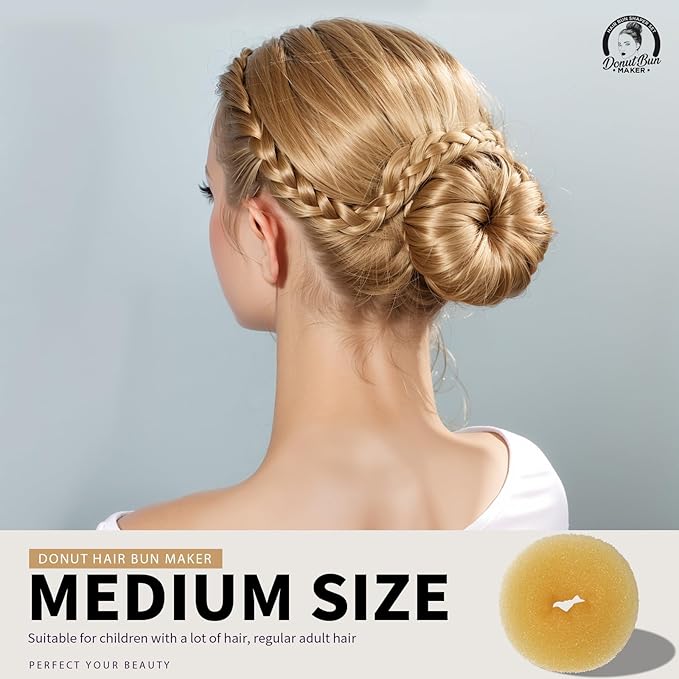 Teenitor 4pcs Hair Bun Shaper Set with Extra-large, Large, Medium, Small Donut Hair Bun Maker, 20pcs Bobby Pins, Gold