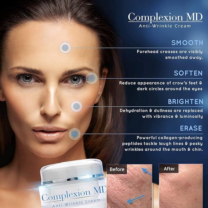 Aquallure Antioxidant Rescue Cream and Complexion MD Advanced Anti-Wrinkle Cream – Clinically Tested Multi-Peptide with Hyaluronic Acid – Face Moisturizer – Hypoallergenic for All Skin Types – 1 Oz (2 items)