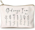 HubbgDesign God Says You Are Cosmetic Bag, Christian Makeup Bag Bible Verse Floral Bible Verse Makeup Case for Women, Inspirational Cosmetic Bag, Sister Gifts, Affirmations Gifts (God says I am...)
