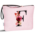 Vavabox A-Z Personalized Makeup Bag, Birthday Gifts for Women Mom, Gifts for Best Friend, Bride Bridesmaid Cosmetic bag (F, 06-Pink)