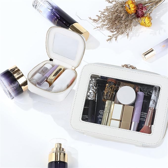 FASAOH Clear Makeup Bagswith Mini Cosmetic Bags,Travel Toiletry Bags for Women,Portable Cosmetic Bags Case, Transparent Waterproof Cosmetic Organizer Storage Bags for Women Men