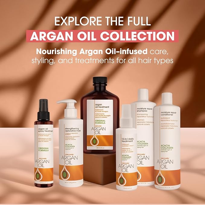 One 'N Only Argan Oil Hair Treatment - Lightweight & Hydrating Hair Oil for Natural, Wigs & Extensions - Shine Enhancing, Heat Protectant & Frizz Control (8 oz, 2pk)