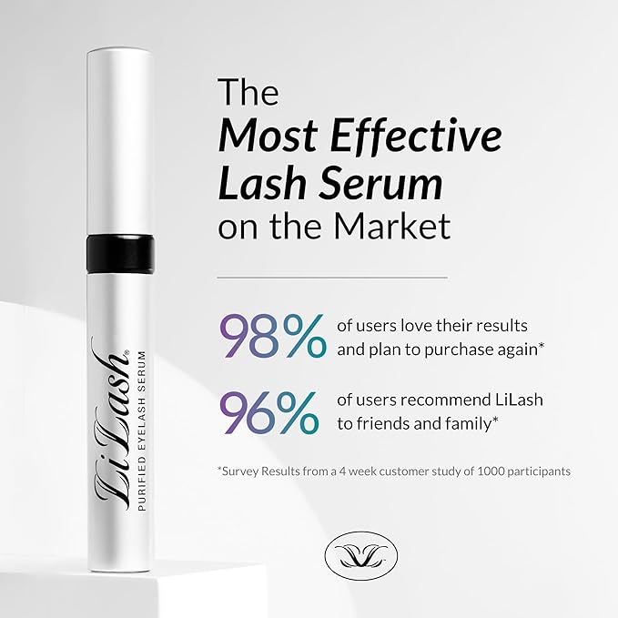 LiLash Purified Eyelash Serum for Longer & Fuller-Looking Lashes - Eyelash Enhancer, Safe for Use with Contacts, Lash Extensions, Sensitive Eyes - Vegan & Cruelty-free (2mL, 90-Day Supply)