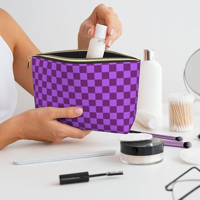 Dultua Mothers Day Gifts Makeup Bag Purse Cosmetic Bag Travel Toiletry Leather Make Up Bags for Mom Wife Women Daughter Elegant Purple