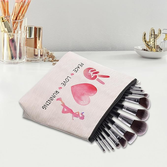 CEASQVAA Cosmetic Case for Women, Running Gifts, Travel Pouch, Waterproof, Christmas Birthday Gifts for Running Gym Sport Runner Marathon Lover