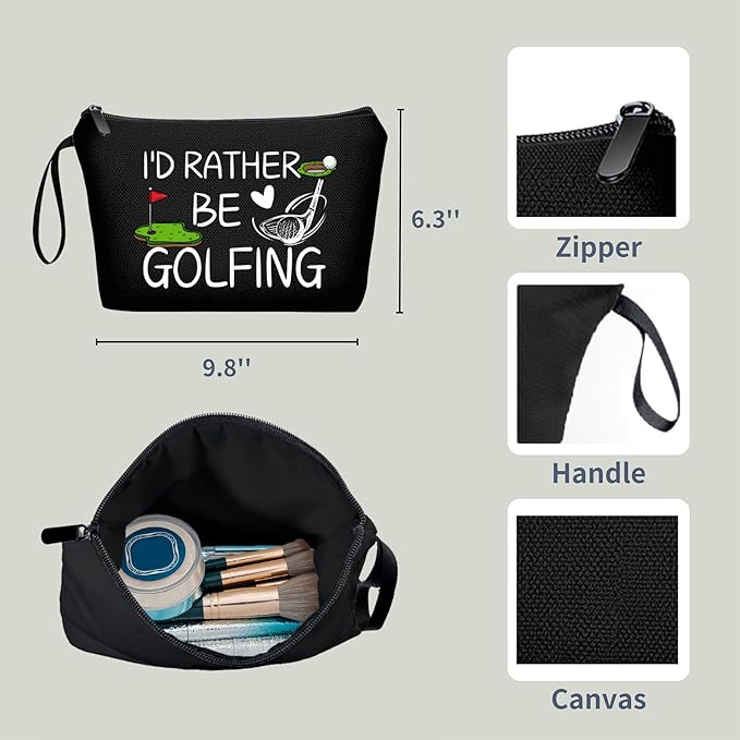 ARIOSEY Golf Gifts for Women, Black Makeup Bag and Golf Accessory Pouch