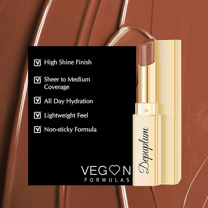 Depuplum Brown Lipstick for Women Moisture Lip Gloss Tinted Lip Balm