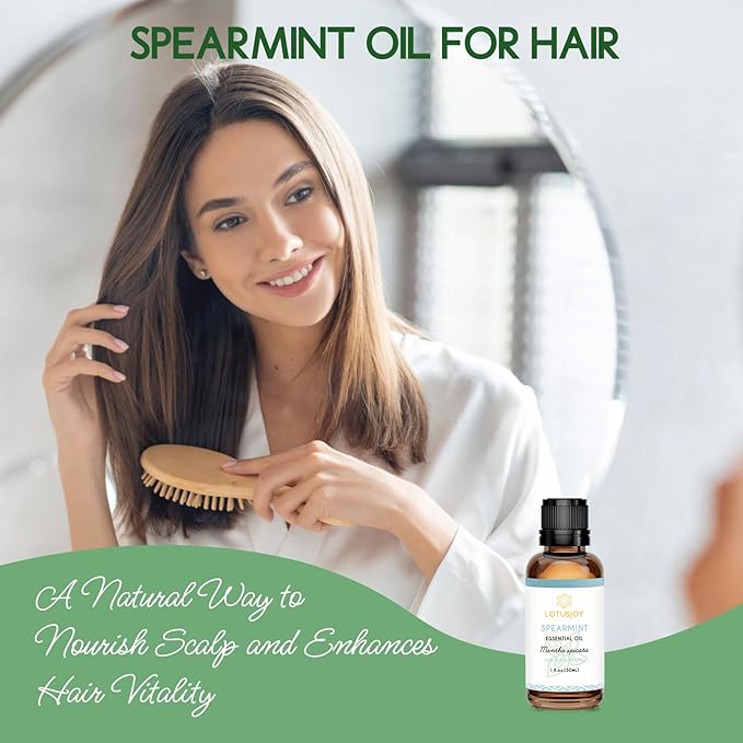 LOTUSJOY Spearmint Oil for Facial Hair, Skin, Diffuser, Room Spray, 1 Oz