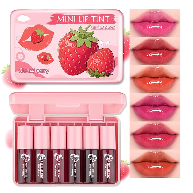 QIUFSSE Lip Tint Stain,6 Colors Mini Lip Stain Long Lasting Waterproof