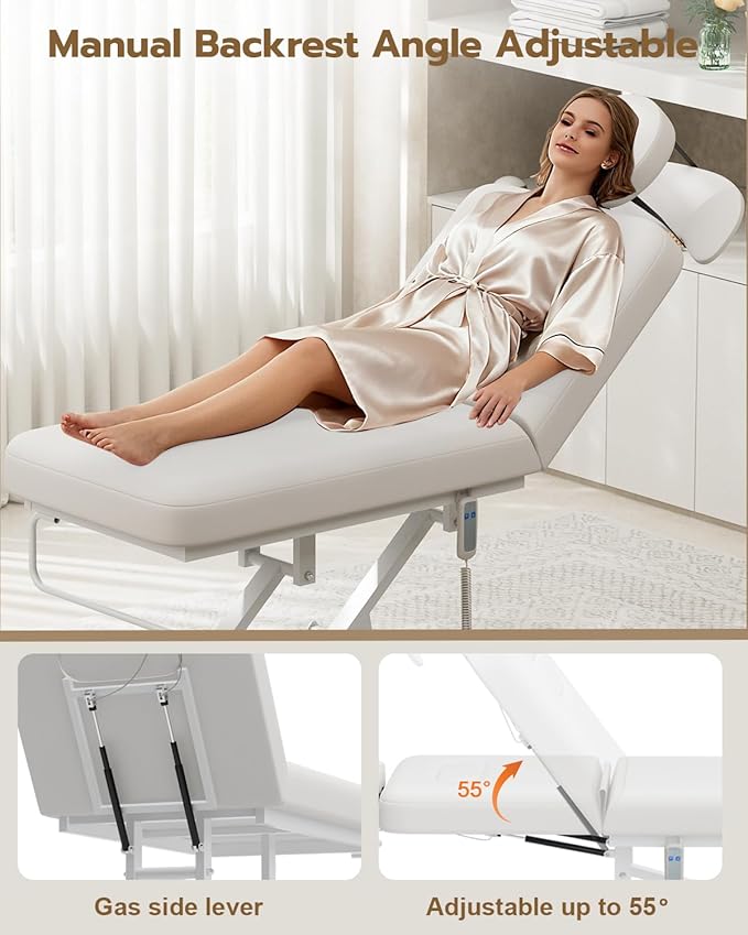 Paddie 550lbs Hi-Lo Electric Massage Table Professional, White