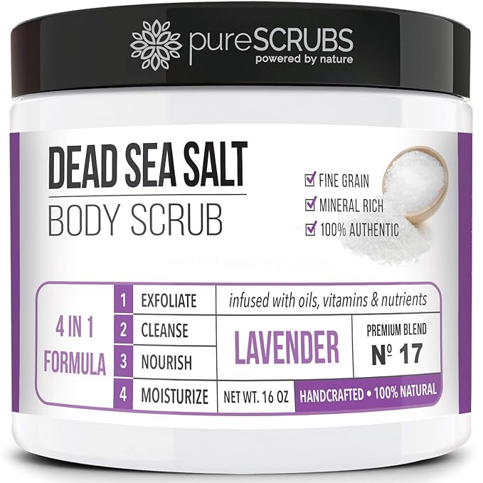 pureSCRUBS Premium Lavender Body Scrub Set, Exfoliating Dead Sea Salt Scrub