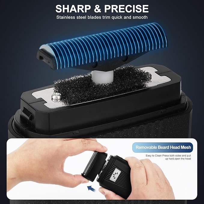 Dumite Foil Bald Shavers for Men, Powerful Motor Electric Razor, Head Shavers, Men's Foil Beard Trimmer, Cordless Rechargeable LED Displays