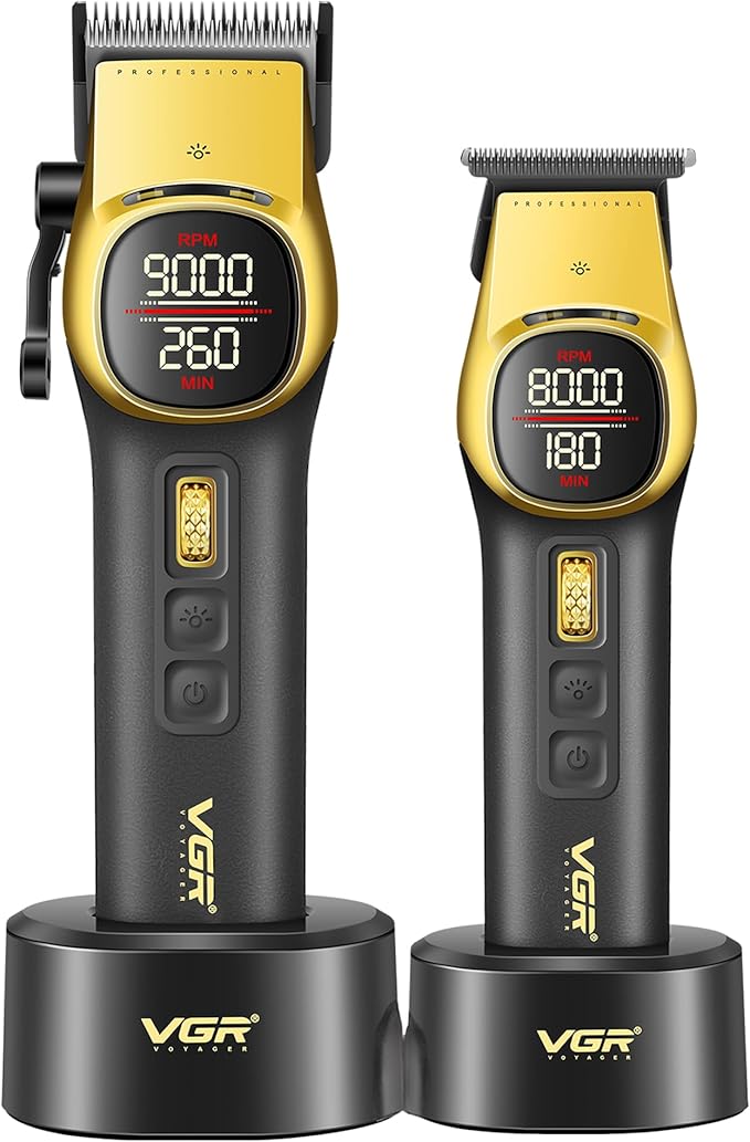 VGR 885S2 Professional Hair Clippers for Men with Hair Trimmer Set, Gold