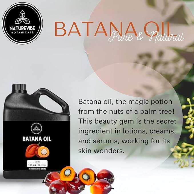 Naturevibe Botanicals Batana Oil 32 oz 100% Pure & Natural Oil for Hair, Skin & Scalp Care | Deep Moisturizing Body Oil | Ideal for Dry Hair, Massage & Daily Use (946 ml)