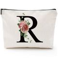 Initial A-Z Personalized Letter Makeup Bag, Monogrammed Bridesmaid Gifts/Presents Cosmetic Bag, Portable Stationery Storage Organizer Pouch, Friendship Love Travel Makeup Bags