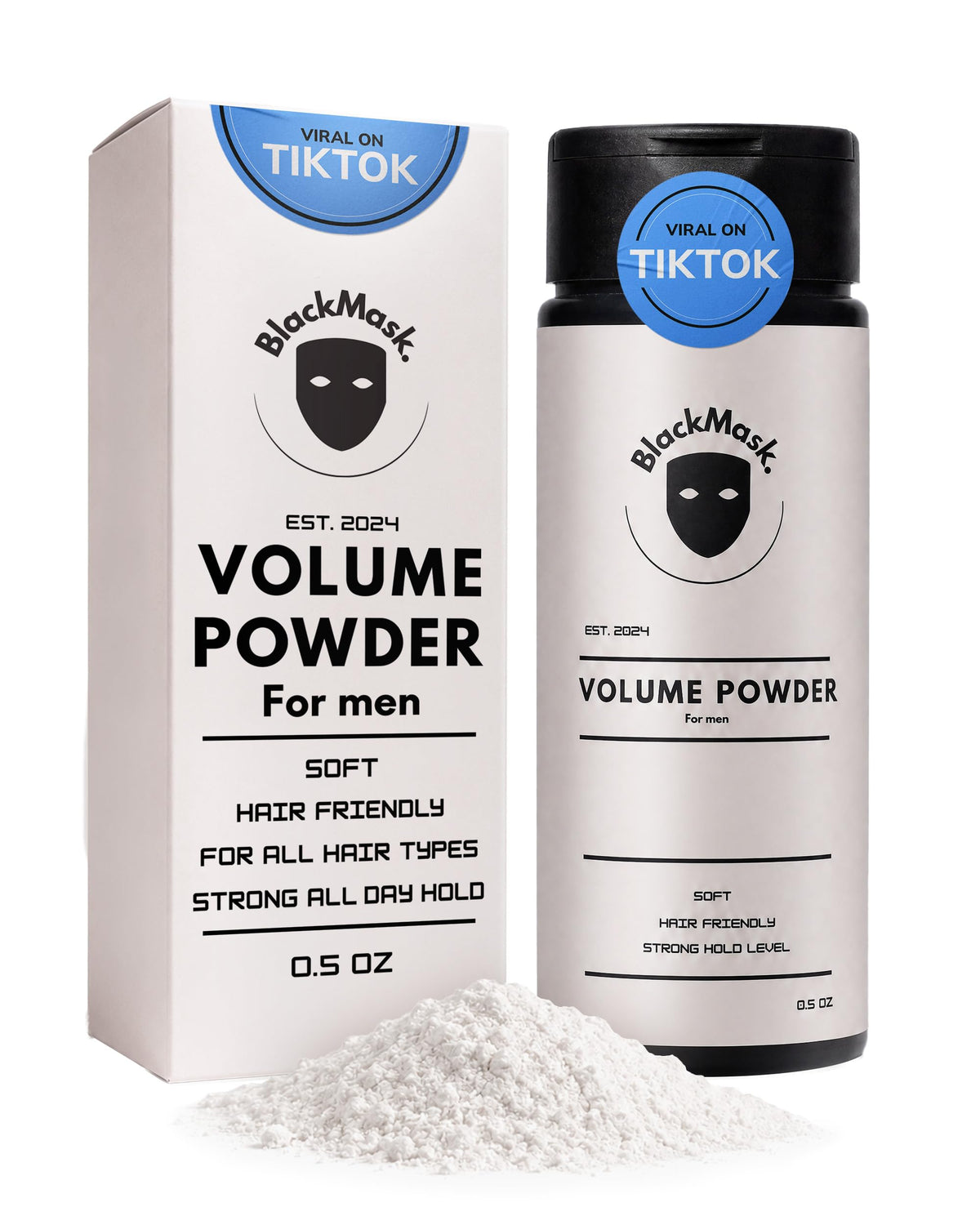 BlackMask Instant Hair Texture Powder for Men, Strong All-Day Hold, 3 Pack