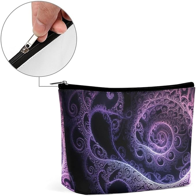 Meaudiwes Fashion Zipper Cosmetic Case, Portable Makeup Case, Personality Toiletry Bag, Trippy Abstract Purple Tie Dye Travel Cosmetic Toiletry Bag