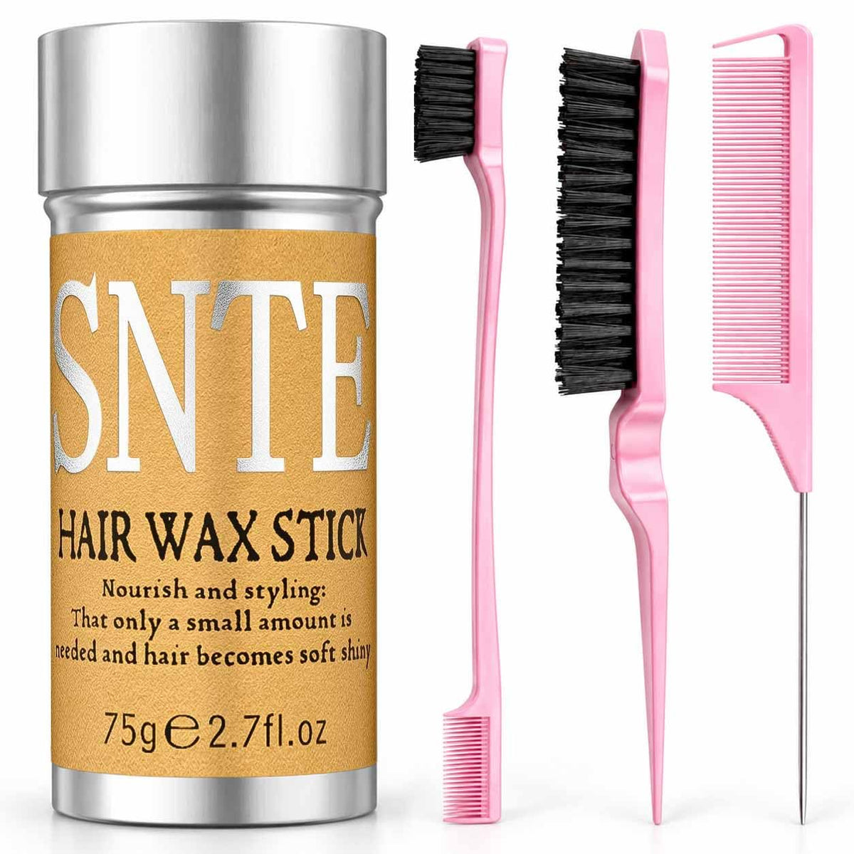 Hair Wax Stick & Slick Back Hair Brush – Frizz Control for Women & Kids, Non-Greasy & No Residue – Smooths Flyaways, Creates Sleek Ponytails & Buns – Styling Accessories & Teen Girl Gifts Trendy Stuff