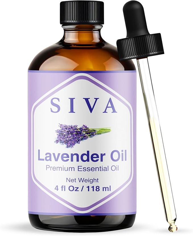 Siva Lavender Essential Oil, Glass Bottle with Dropper, 4 Fl Oz (118 ml)