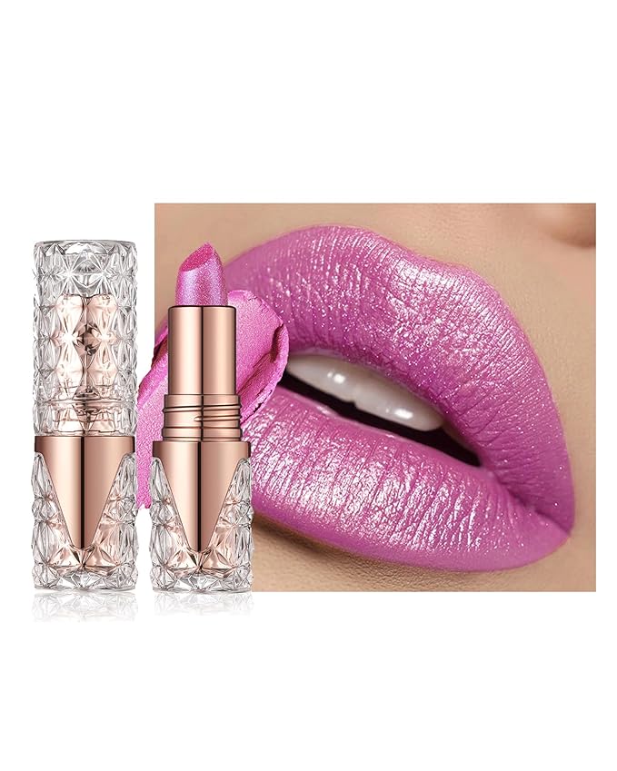Metallic Glitter Frosted Light Pink Lipstick for Women, High Pigmented-04