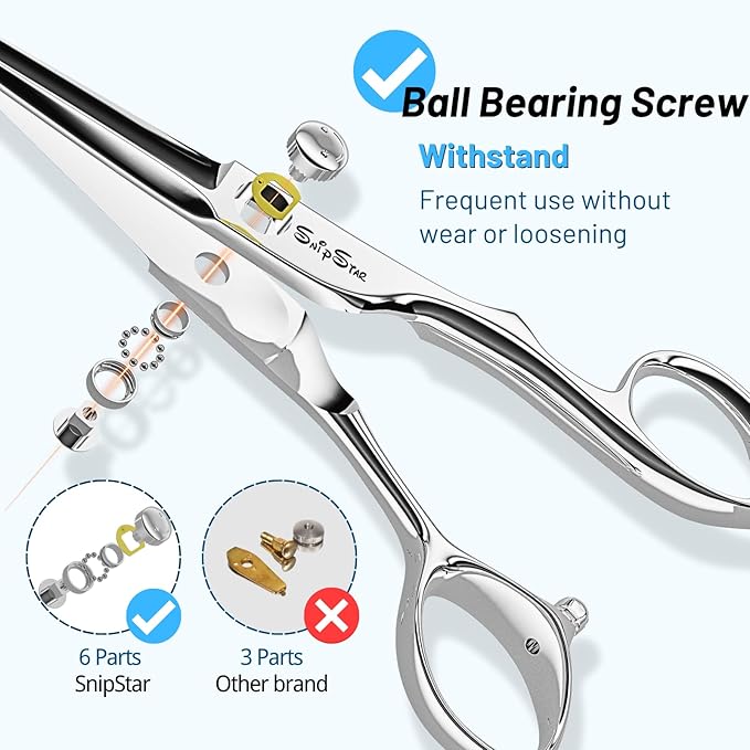 SnipStar 6.5" Professional Hair Cutting Scissors, Japanese 440C Steel