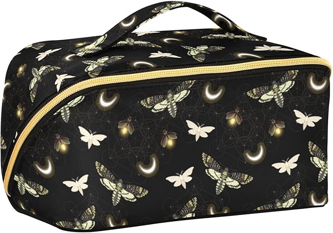 MNSRUU Makeup Organizer Bag, Death Moth Butterfly Travel Makeup Bags Makeup Vanity Case Large Capacity Rhombus Cosmetic Toiletry Bag for Girl Women Ladies