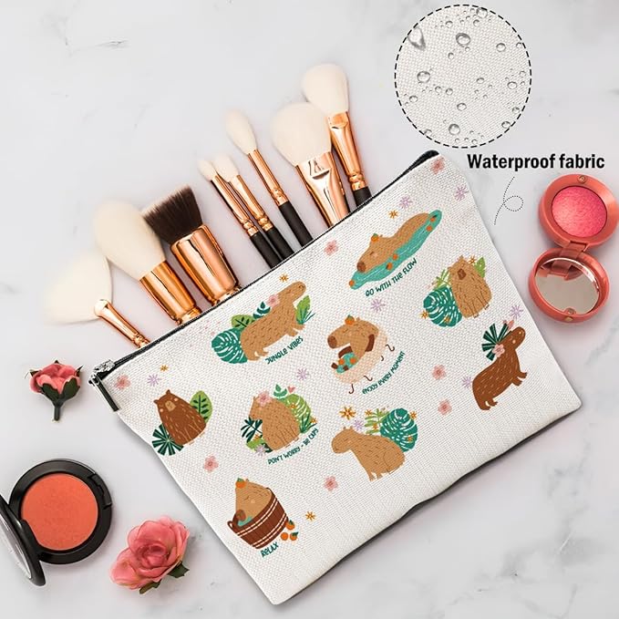 XFN Capybara Gifts, Cute Makeup Bag, Capybara Stuff Cosmetic Bag Travel Pouch, Friendship Graduation Birthday Animal Lovers Gifts for Women Girls Daughter Friend Sisters