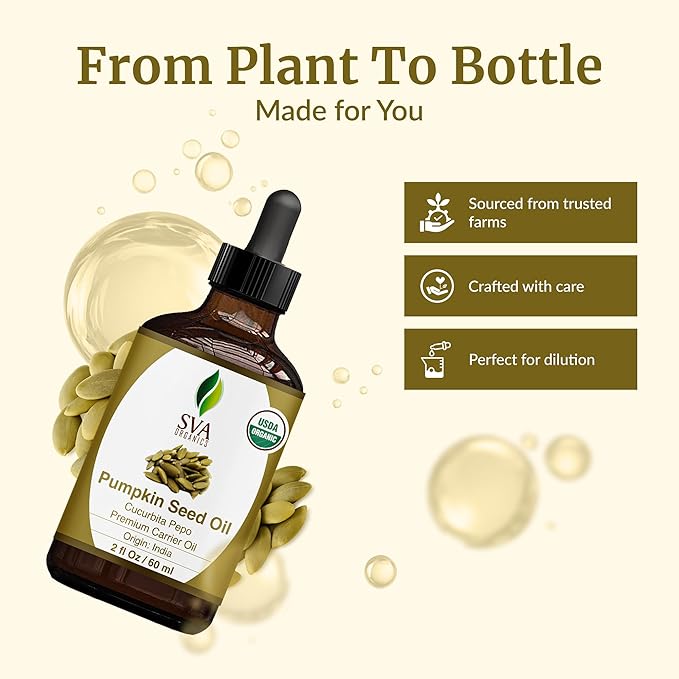 SVA Organic Pumpkin Seed Carrier Oil with Dropper, 2 Fl Oz (60 ml)