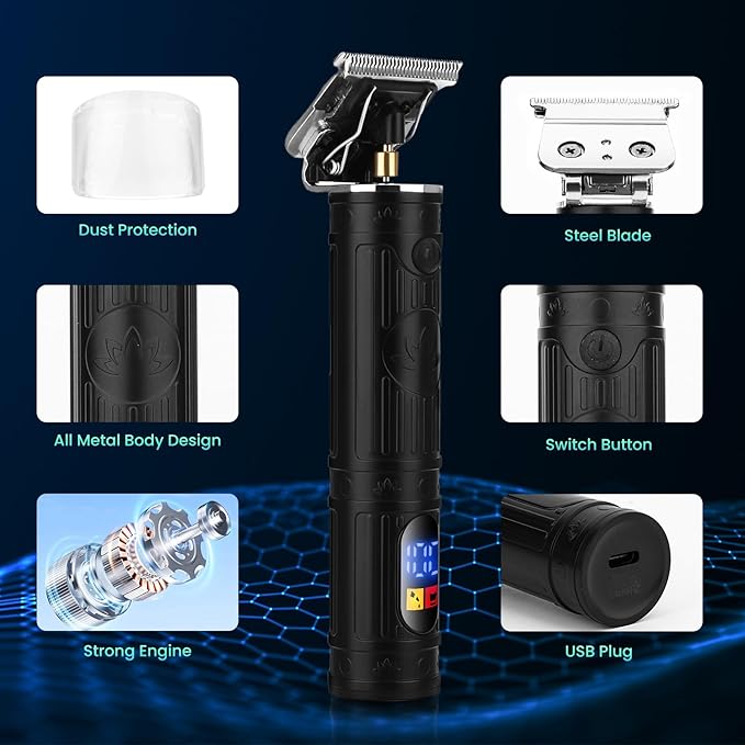 Soonsell Men Cordless Hair Clipper & T-Blade Trimmer Set,2in1Grooming Kit