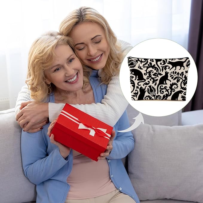 Botanical Cat Makeup Bag Cats Gifts Cosmetic Bag Cat Lover Gifts for Women