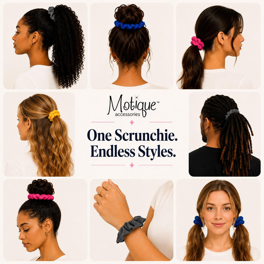 Motique Accessories Large Scrunchies for Women, Pack of 6, Light Pink