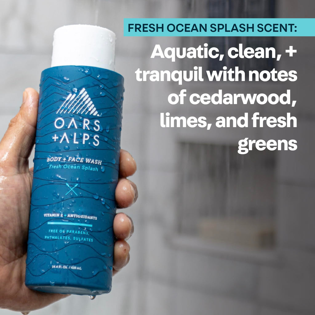 Oars + Alps Mens Body & Face Wash, Moisturizing Body Wash, 1pk, 13.5 Fl Oz