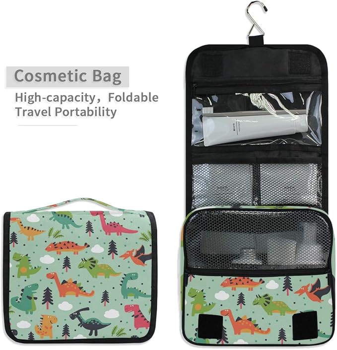 senya Hanging Travel Toiletry Bag Dinosaur Kit Makeup Case Cosmetics Organizer for Men Women